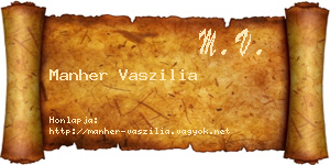 Manher Vaszilia névjegykártya